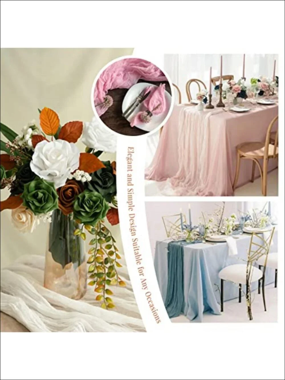 12 Pack Cheesecloth Table Runner 35 x 120 inch Long Boho Gauze Semi Sheer